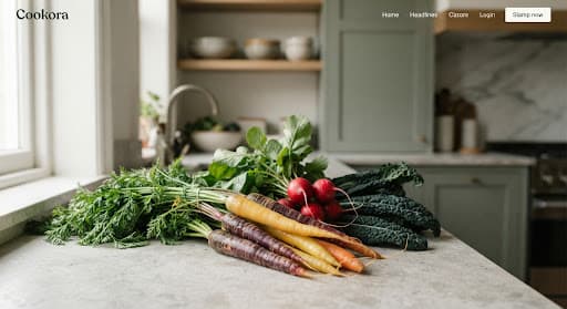 Fresh seasonal vegetables on a kitchen worktop